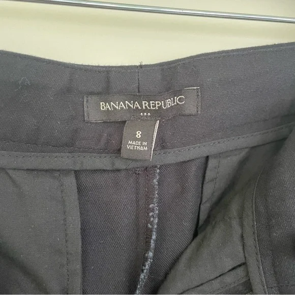 Banana Republic Explorer Nouve Wide Leg Pleated Pants Black 8 Cotton - Picture 9 of 12